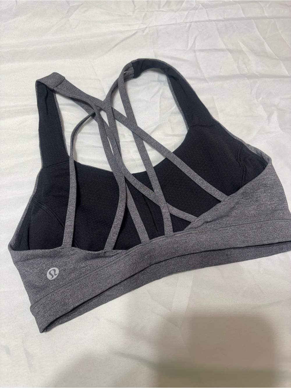 Lululemon Free To Be Wild Sports Bra Size 4 Gray Strappy Criss Cross Back